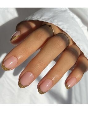 Glamnetic Gold Glitter French Tip Press On Nails